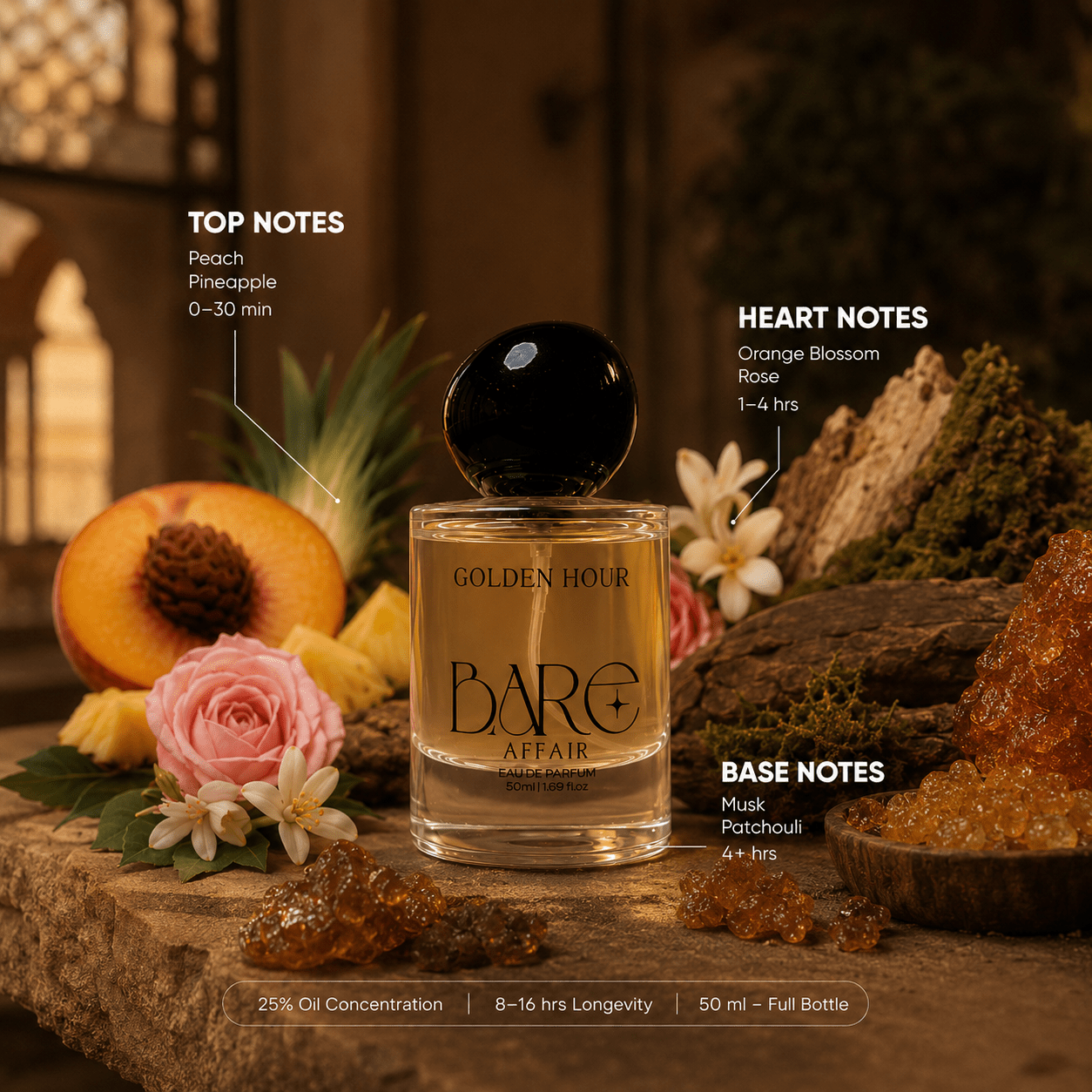 Golden Hour — The Glow | 50ml Eau de Parfum Luxury Eau de Parfum | Premium Indian Fragrance by Bare Affair