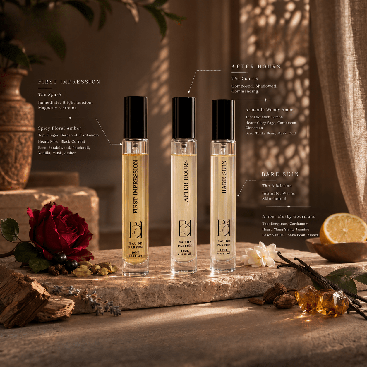 Between Pauses Discovery Set — 3 x 10ml Eau de Parfum Luxury Eau de Parfum | Premium Indian Fragrance by Bare Affair